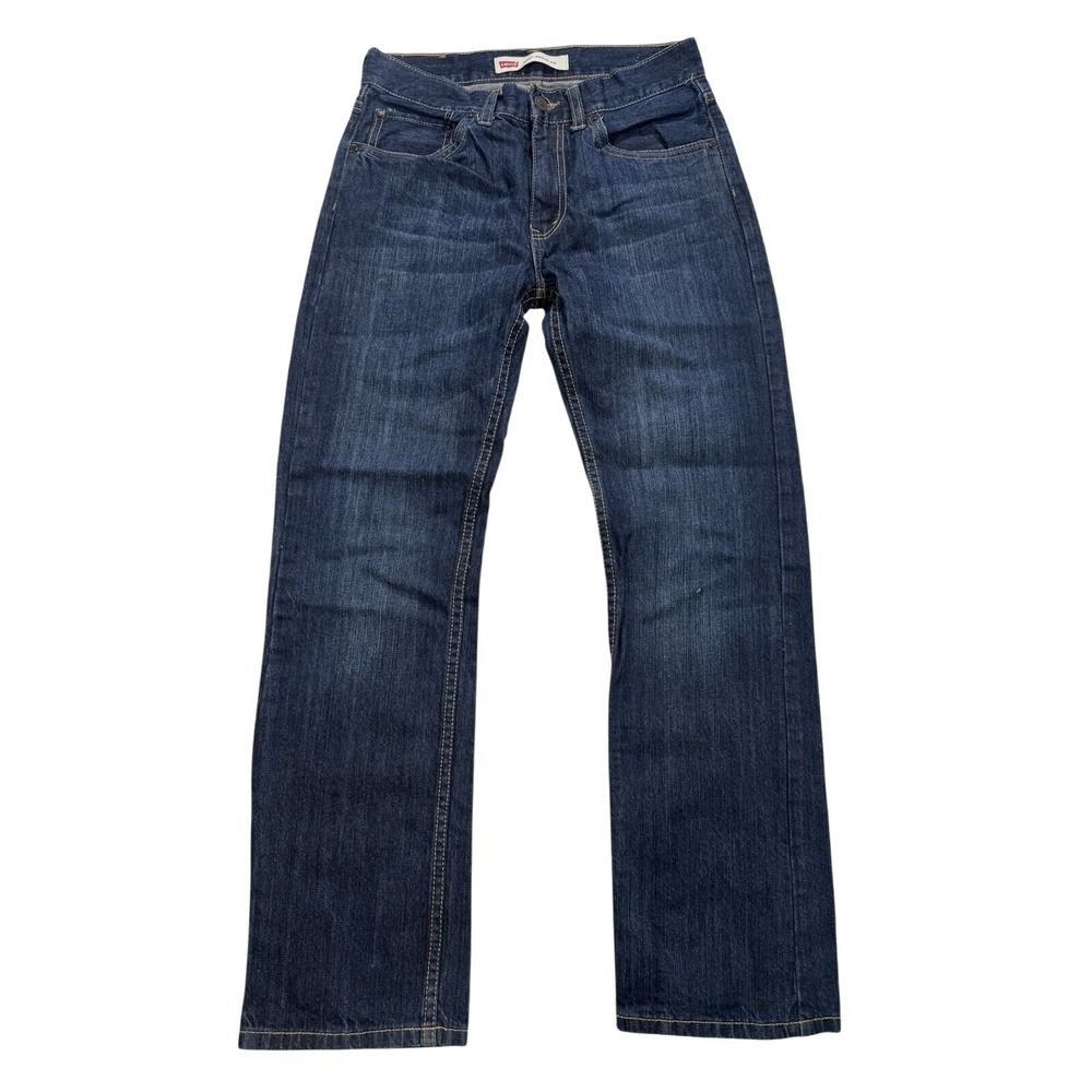 Levis 505 Regular Fit Jeans Dark Wash Blue Denim Boys Size 16 Slim
